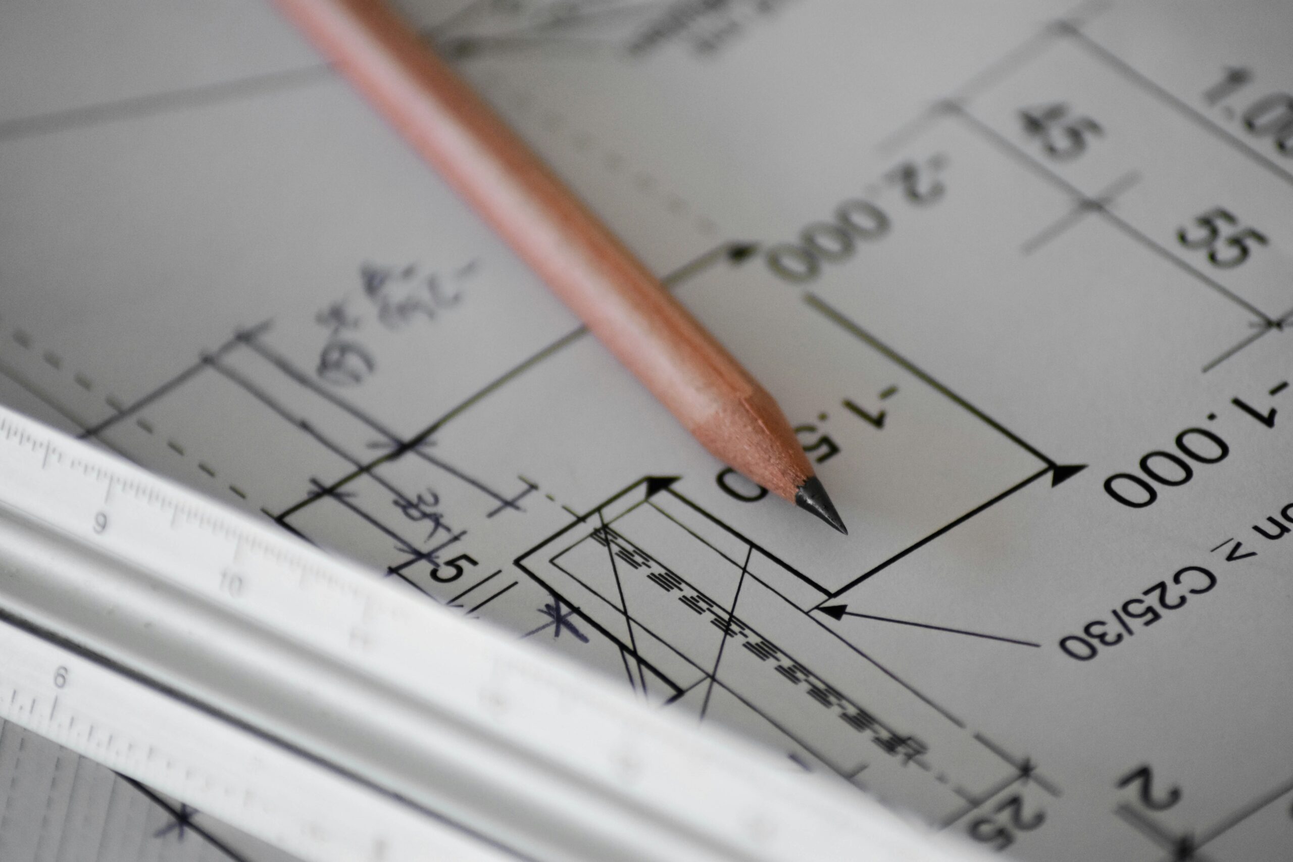 Architectural floor plan and space planning sketch
